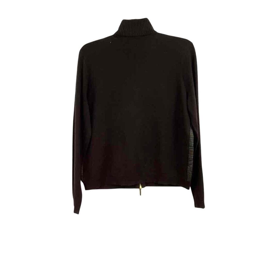 Lauren Ralph Lauren Silk Cashmere Zip Cardigan Brown PL Equestrian Scarf Print - Picture 3 of 3